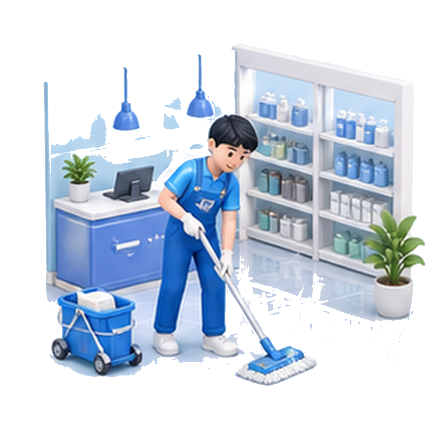 상가청소 3D 일러스트
